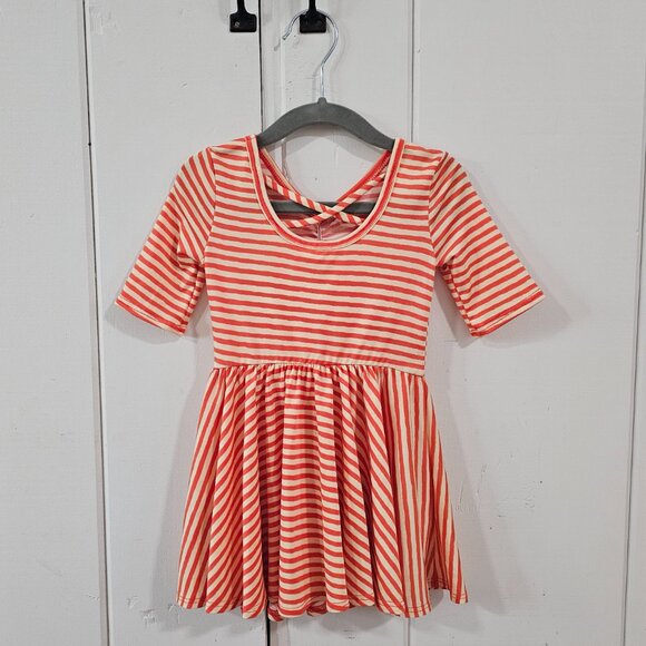 DotDotSmile Baby Girl Red and Cream Striped Dress 12-24M - Picture 2 of 3